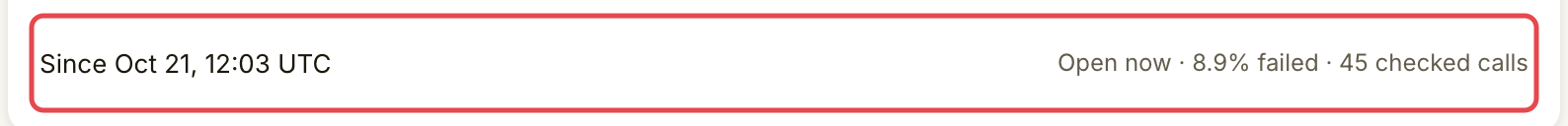 Recent windows row with the current window start, status and checked-call count marked